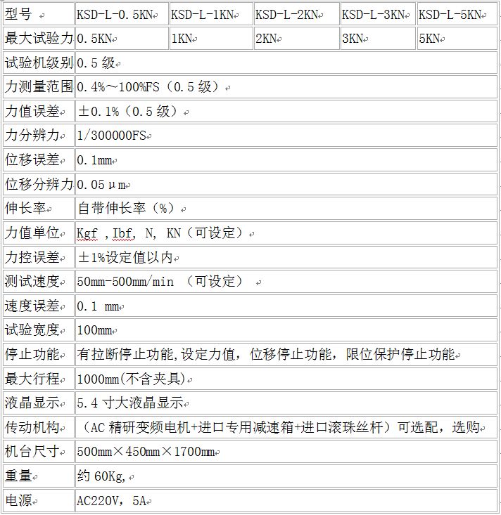 微电脑拉力试验机技术参数